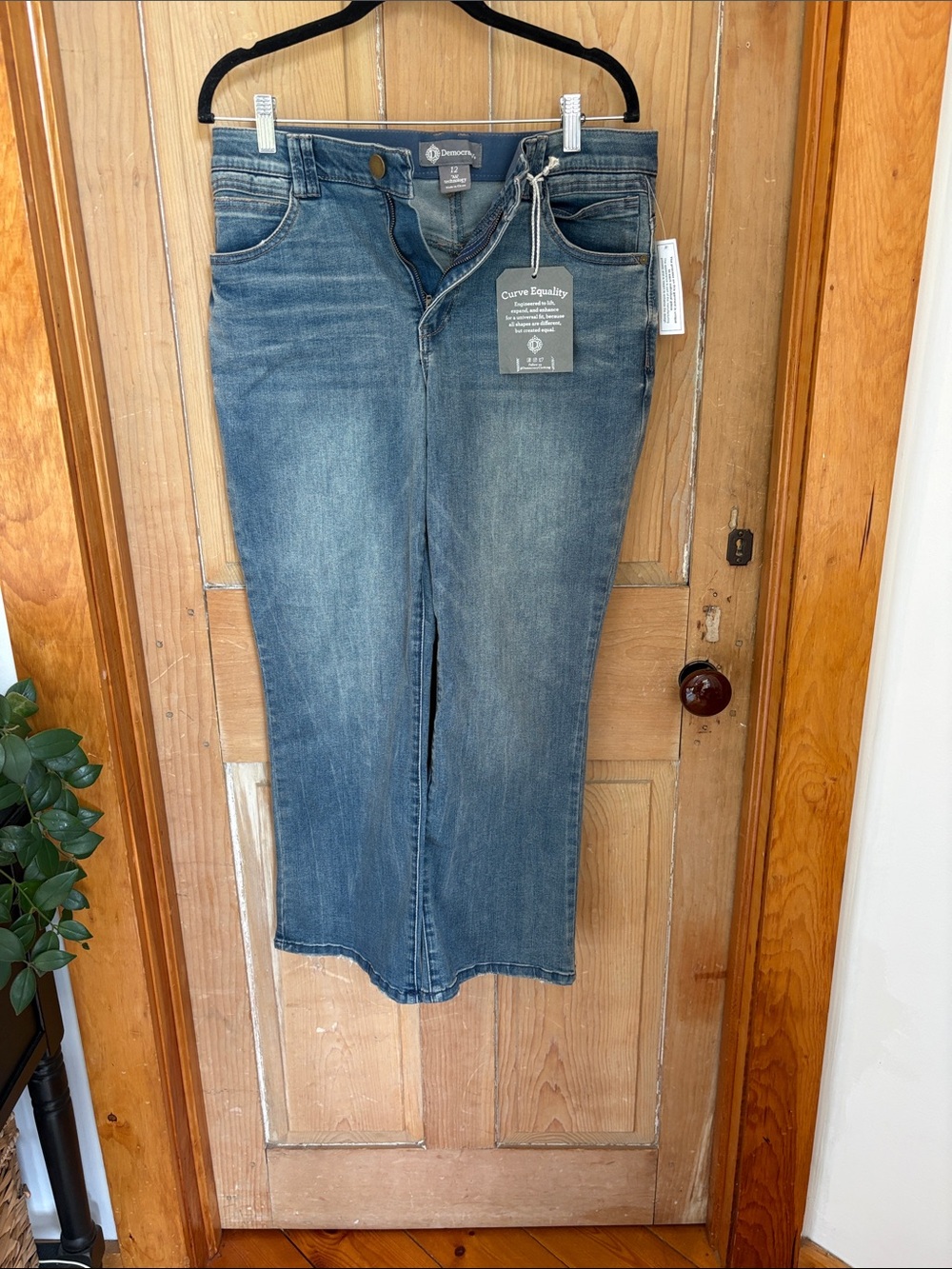 Democracy Straight Leg Mid-Rise Faded Blue Jeans